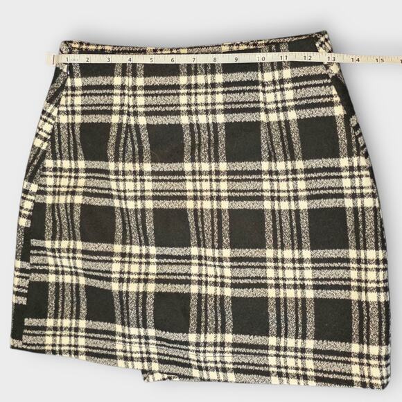 Y2K Abercrombie & Fitch Wool Mini Skirt Sz 00 Black Plaid White Tartan Twee Core - Picture 8 of 12